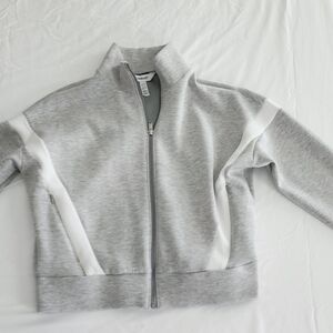 Gray and White Jacket And Pant Set